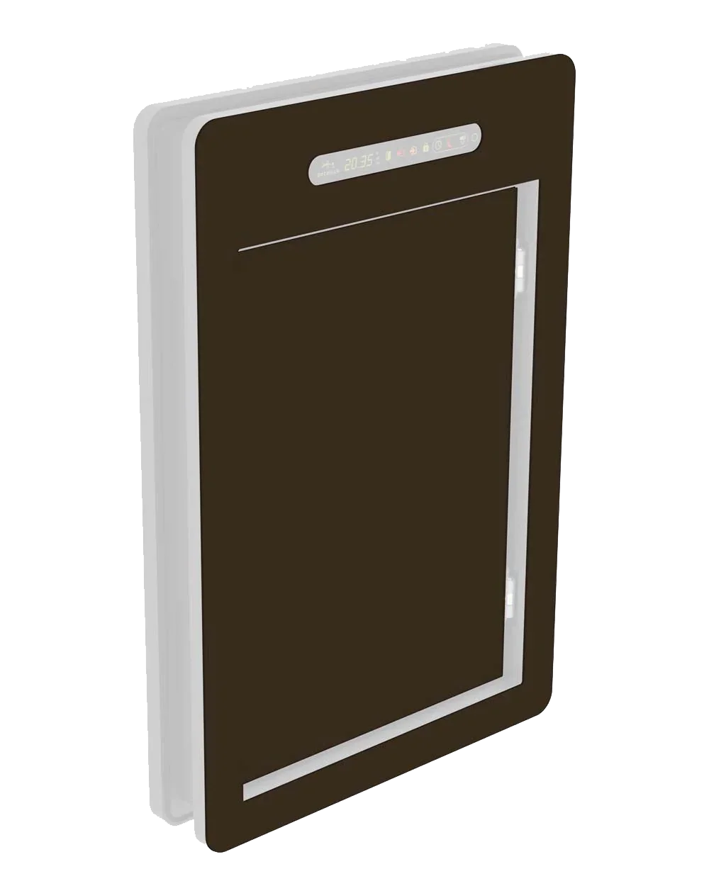 Smart pet door with digital display, energy-efficient and secure chip access for pets
