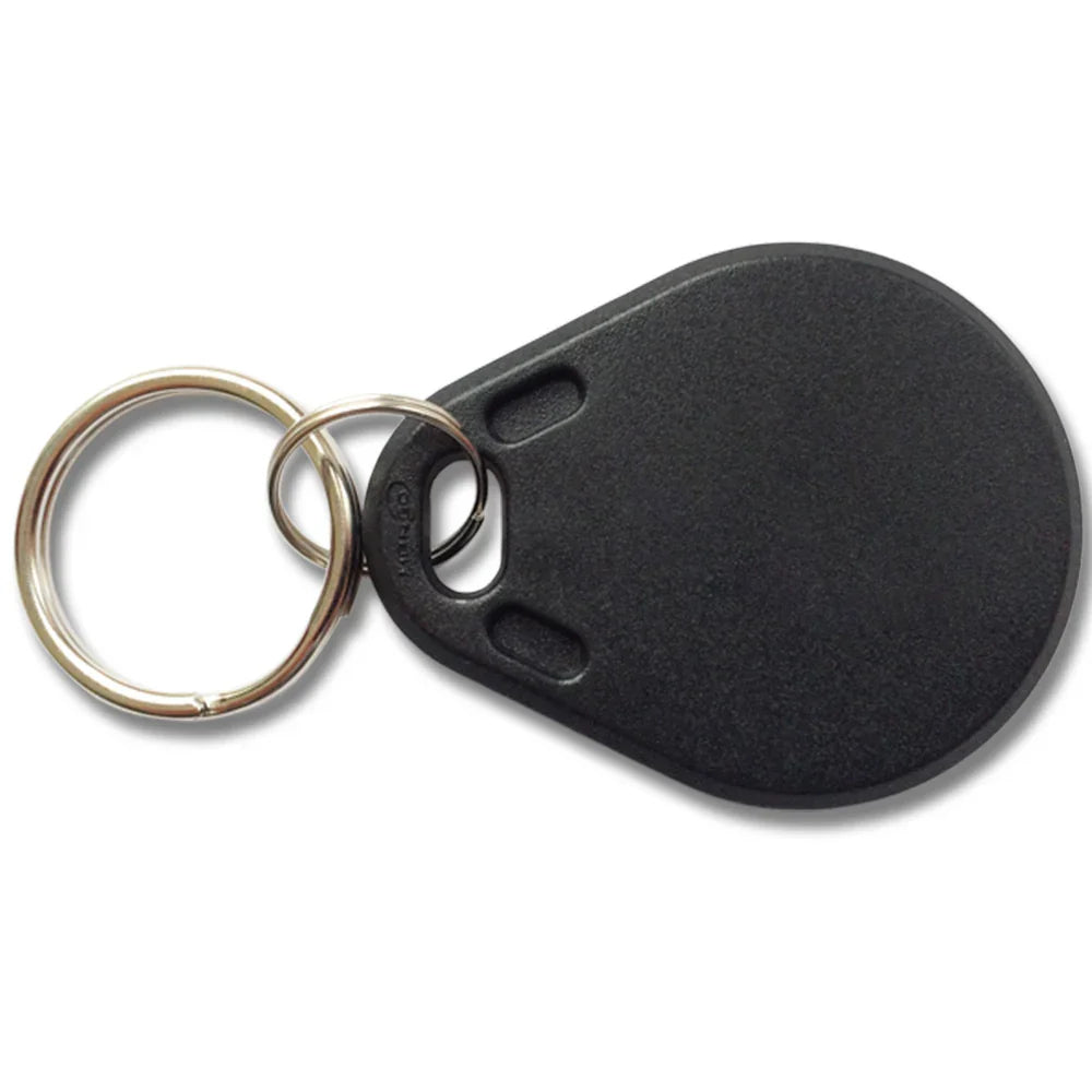 Black RFID pet door key fob with metal ring for chip access control