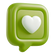Grüne Sprechblase mit einem Herz.