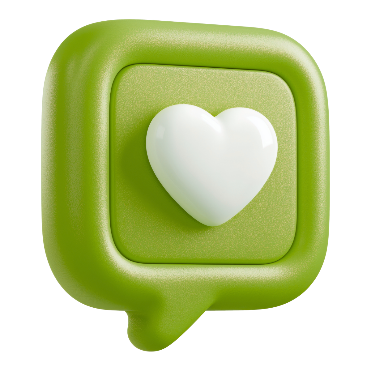 Grüne Sprechblase mit einem Herz.