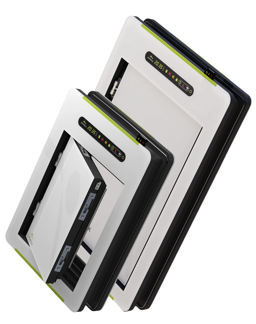 Lose Türmodule Large und Medium sind voreinander aufgereiht